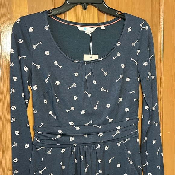 NWT Boden Mabel Dress Trinket Heart Lock and Key Chatsworth Navy Womens Size 6p - Picture 4 of 13